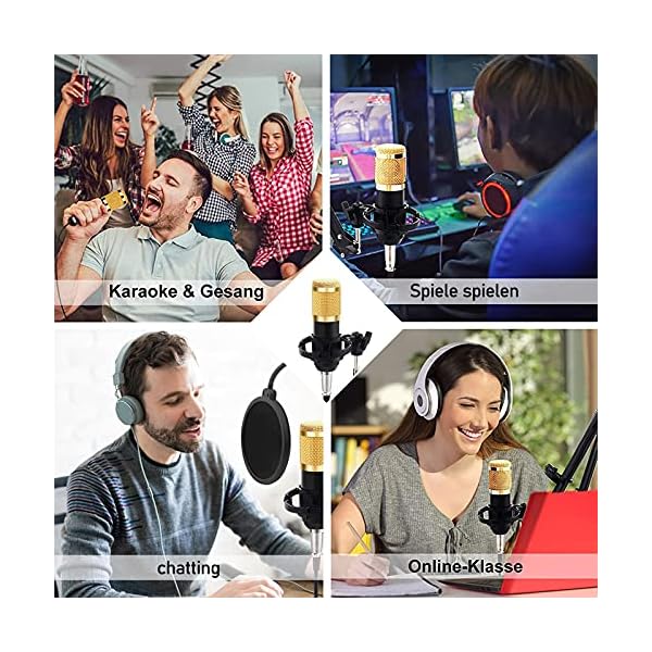 HCFSUK FHISD Kondensator Mikrofon Set, BM-800 Professional Mikrofon-Kit mit V8 Live-Soundkarte Boom Arm Shock Mount für… – Bild 8