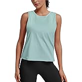 AURUZA Ice Silk Workout Tank Tops for Women Gym Womens Athletic Tops Loose Fit Running Tank Sleeveless Cool Sun Protection Green, Large