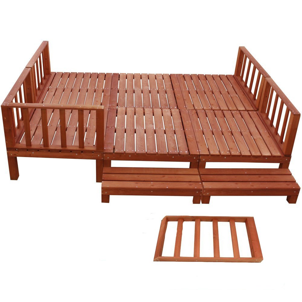 ウッドデッキ 2 1 5坪 0 75坪 2 ライトブラウン Liebe リーベ 7点セット B00aihjnn0 簡単型 ウッドデッキ 新春福袋21