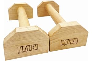 Mayhem Muscle Solid Wood Handstand Push up Bars(pair) of kings Non Slip Calisthenics Planche Home Gym Workout parallettes Parallel l p Sits Solid Stand