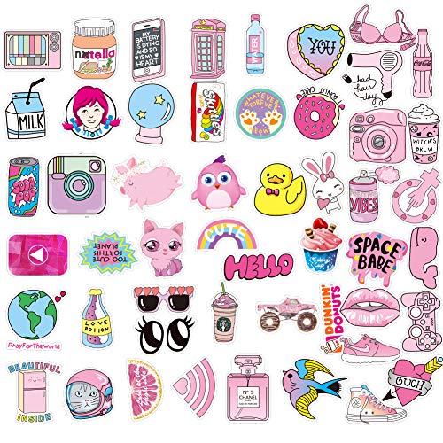 Yizeda 160 PCS Girl Cute Lovely Laptop Stickers Pink Decorative-Stickers Phone Guitar Water Bottle Motorcycle Skateboard Bicycle Bike Sticker Decal