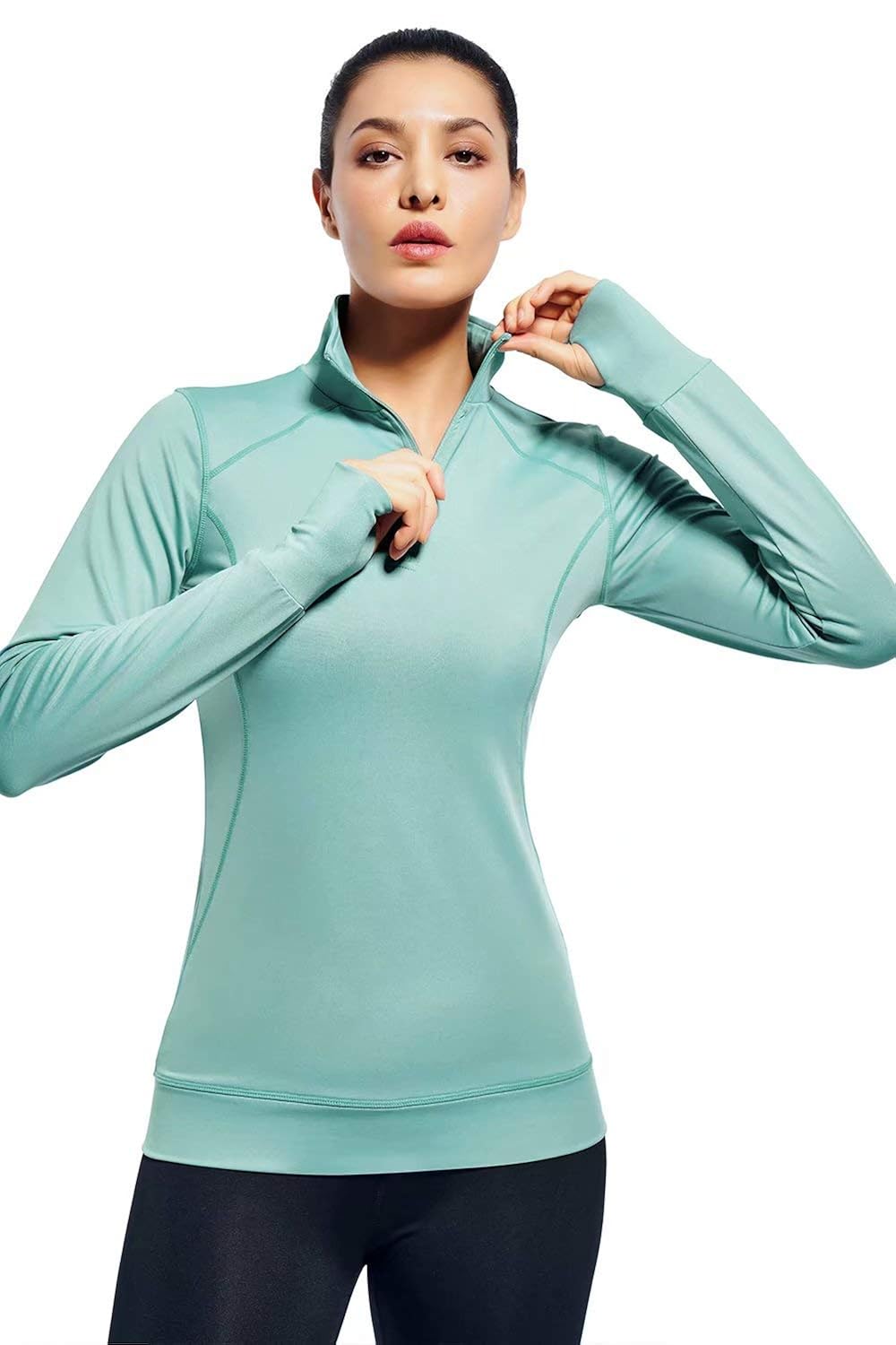 Download Zengjo Half Zip Pullover Women Athletic Running Top ...