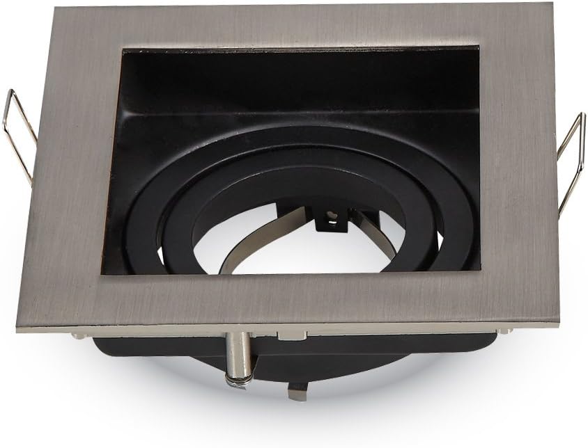 V-TAC Recessed square swivelling spotlight holder for attachment Gu10, Satin Nickel - Square
