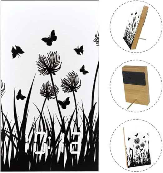 Amazon Com Lorvies Black And White Butterflies Desk Digital Clock