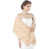 BEAUTELICATE Faux fur Shawl For Women Wedding Bridal Wrap Stole Shrug Warm Winter Cover Up for Evening Dress