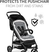 hauck Padded Pushchair Liner Charcoal Universal Fit Breathable Cotton view 6