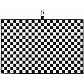 SEVENBABU Golf Towels for Golf Bags with Clip - Funny Microfiber Waffle Pattern Golf Towel Modern Black and White Checkered Lattice Pattern Golf Accessories for Men and Women Gifts 24x16 Inch