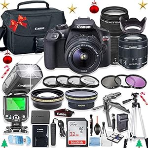 Canon EOS Rebel T6 DSLR Camera w/ EF-S 18-55mm is II Lens & 75-300mm f/4-5.6 III Lens + 32GB Sandisk Memory + Canon Case + TTL Speedlight Flash (Good Upto 180 Feet) + Accessory Bundle