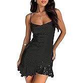 Nsbonu Womens Sequin Bodycon Mini Sexy Party Dress