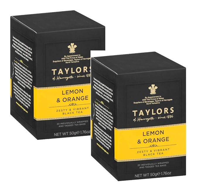 2 x 20 Individually Wrapped and Tagged Tea Bags Taylors Lemon & Orange Black Tea Amazon.co.uk