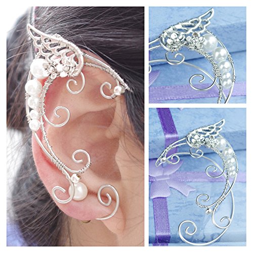 Aifeer 1 Pair Elven Ear Cuffs Filigree Cosplay Fairy Elf Ear Cuffs Fantasy Costume Ears