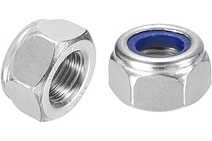 uxcell 5Pcs M12x1.25mm Nylon Insert Hex Lock Nuts, 304 Stainless Steel Self-Locking Nylon Insert Stop Nut for Industrial Cons