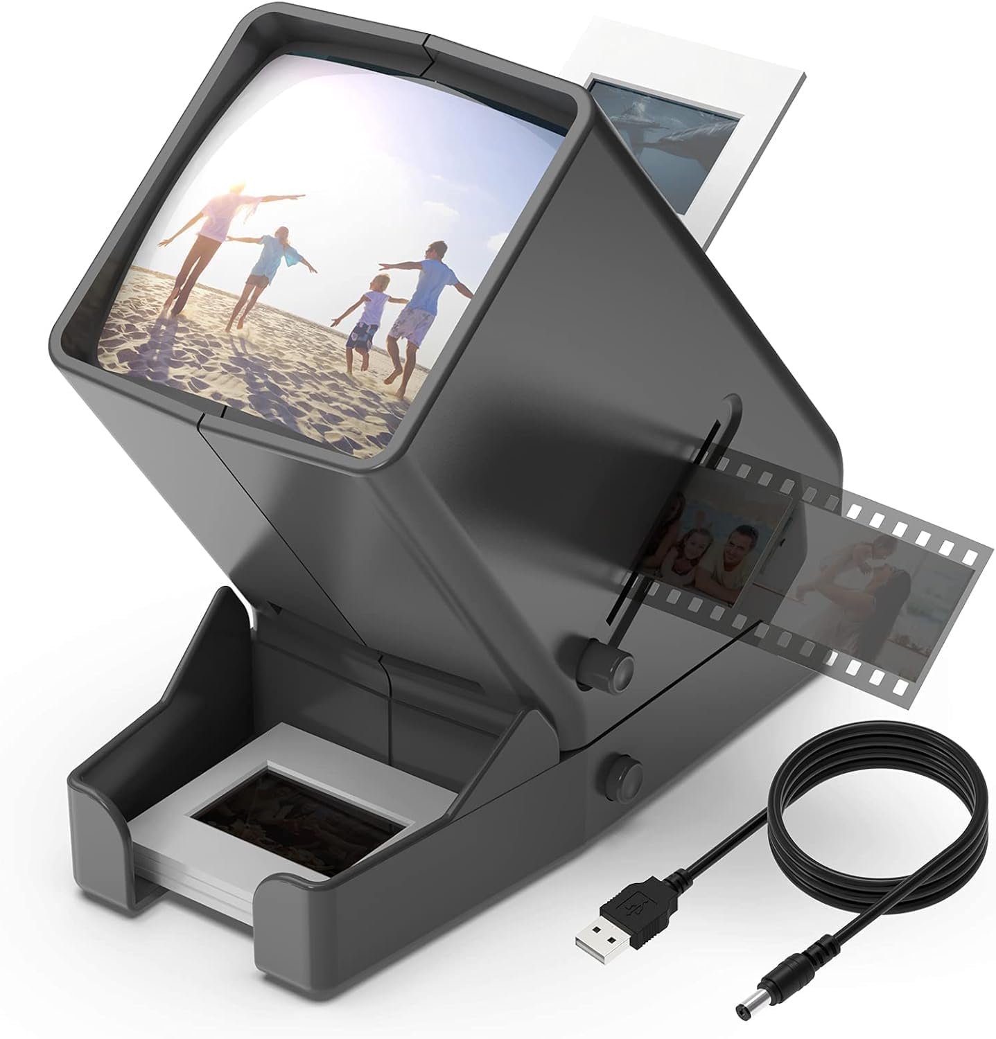DIGITNOW! 35 mm Slide Viewer, 3x Magnification, LED Illuminated, Illuminated Viewing, USB Powered/Battery Operated - for 35 mm Slides Negative (4AA Batteries Included)