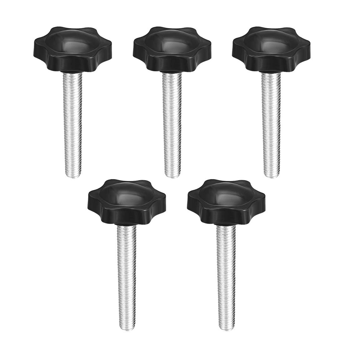 uxcell Clamping Screw Knob, 38mm Dia Plum Hex Shaped Grips Star Knob M8 x 50mm Male Thread, 5pcs