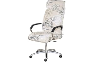 NILUOH Stretch Office Chair Cover with Zipper Printed Computer Chair Cover for Armrest Chair Universal Removable Spandex Rotating Boss Chair Slipcovers Soft Desk Chair Seat Protector for Dogs, Cats