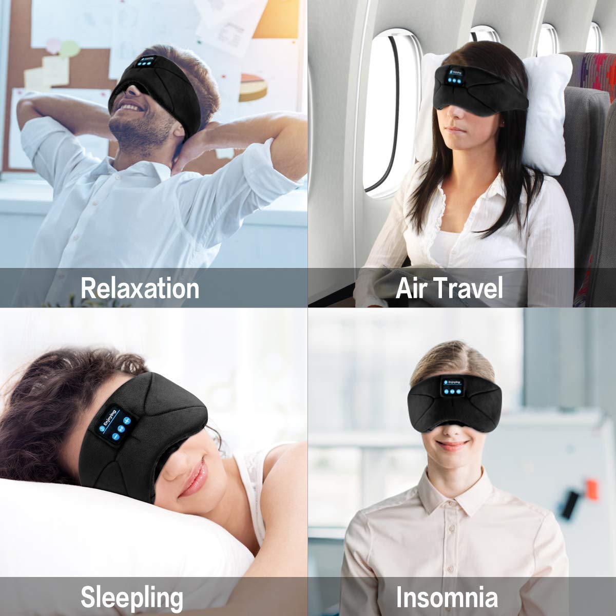 Masque de Sommeil Bluetooth, Casque Bluetooth Masque de Nuit,Masque de Yeux Respirant Ultra-Douce pour Voyage