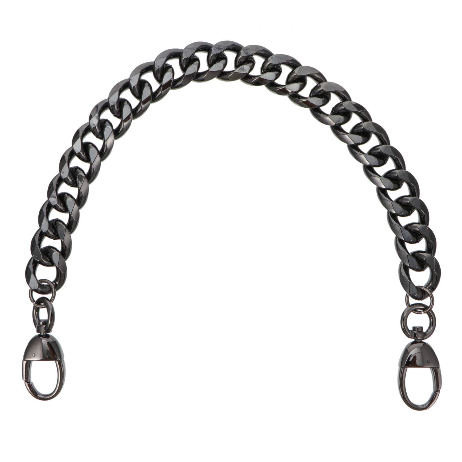 PRETYZOOM Black Flat Chain Strap Replacement Purse Chain with Buckles 19MM Handbag Tote for DIY Wallet Shoulder Cross Body Bag Accessories