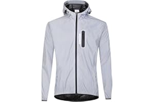 WOSAWE Men Reflective Jacket Night Glowing Bomber Jacket MTB Cycling Windbreaker Travel Sport Coat
