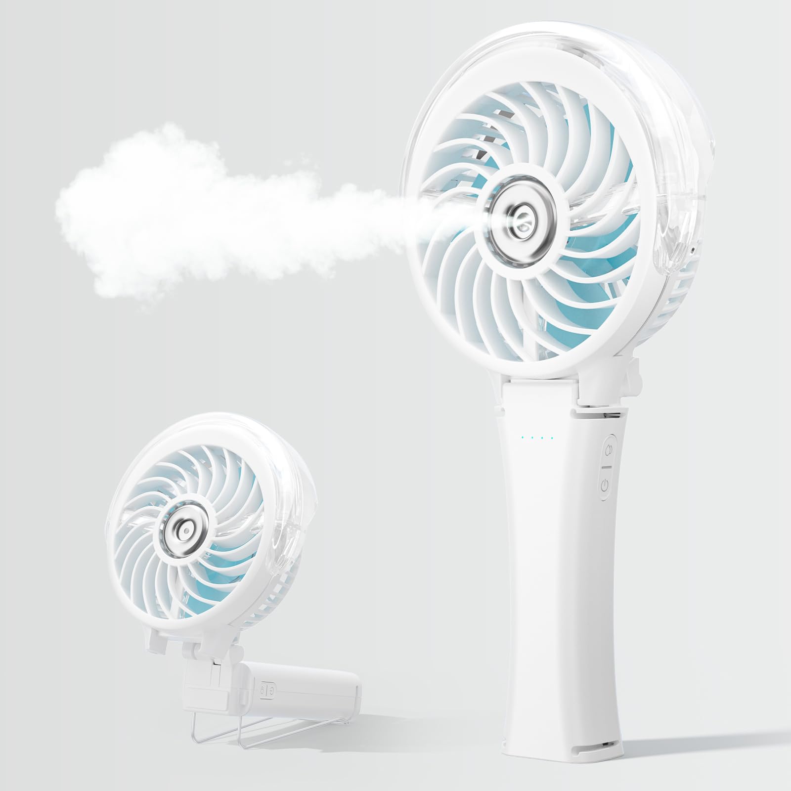 Photo 1 of HandFan 2025 Upgraded Portable Misting Fan, Two Button Easy Operation, Handheld Rechargeable Mister Fan, Spray Water Mist Fans, Mini Electric Cooling Fans for Travel, Outdoors, Disney(White)