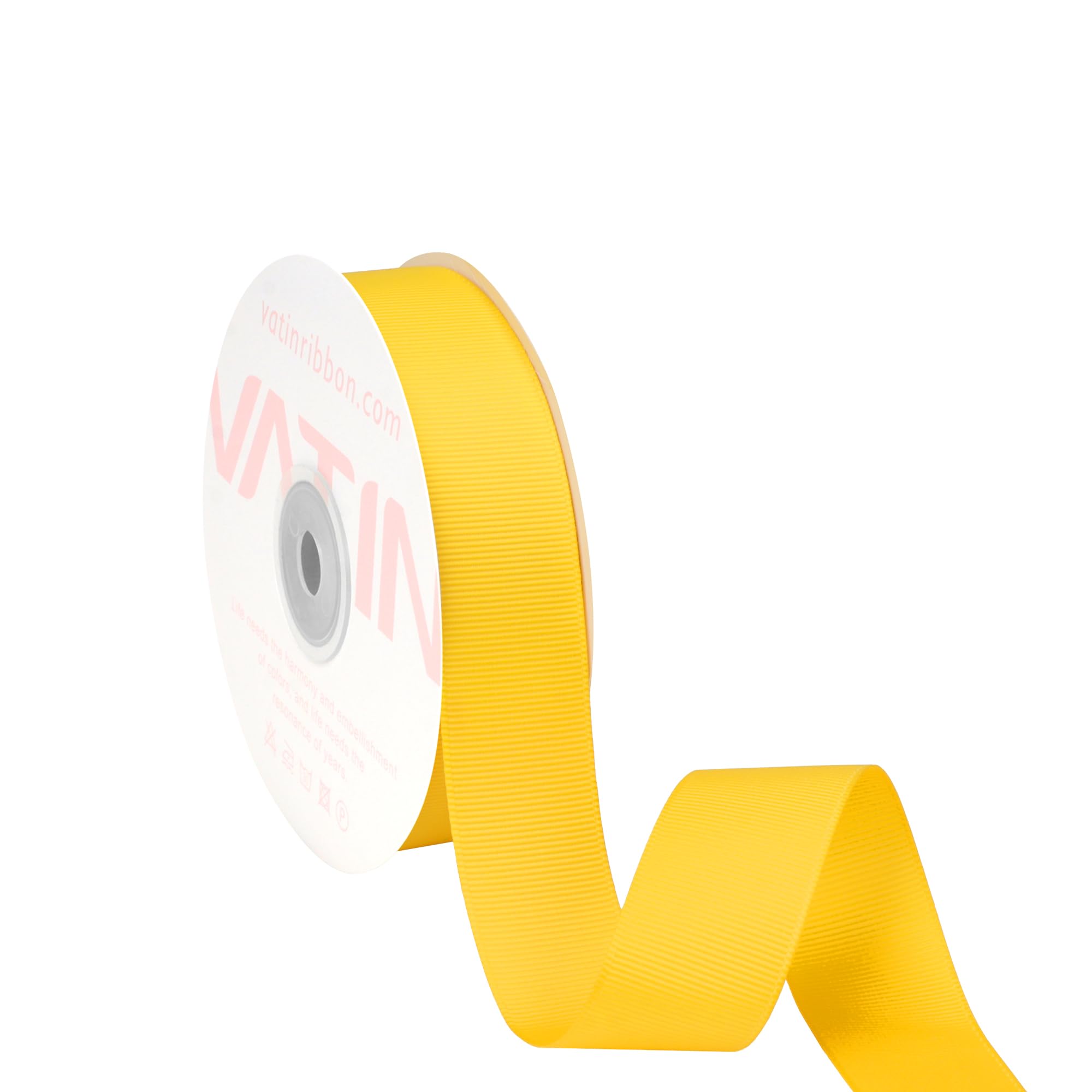 VATIN 1" Grosgrain Ribbon, 50-Yard,25 Yards Each Roll Perfect for Wedding Decor, Wreath, Baby Shower,Gift Package Wrapping and Other Projects Maize Yellow