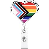 Celokiy You Can Be Yourself with Me Retractable Badge Reel,Rainbow Safe Space Trans Flag LGBT Pride Badge Holder Alligator Clip with ID Tag Card Badge for Nurse,SLP,Nursing Student,Office Social Work