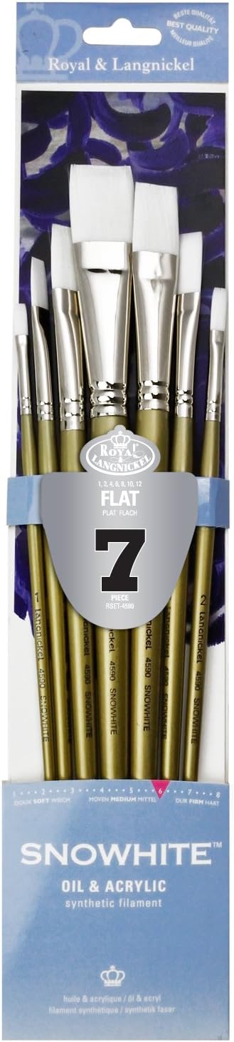 SNOWHITE Royal and Langnickel Brush Set, Flat, 7-Piece