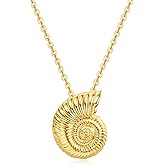 Dixbix Shell Seashell Necklace for Women,Chunky 18K Gold Plated Beach Conch Shell Necklaces Gifts for Women