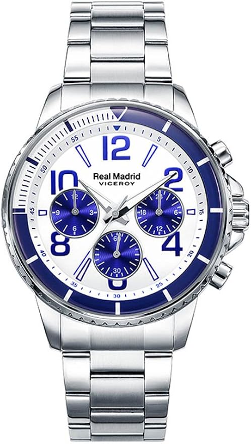 Viceroy Reloj Multiesfera para Hombre de Cuarzo con Correa en Acero Inoxidable 42309-07, Colección Real Madrid