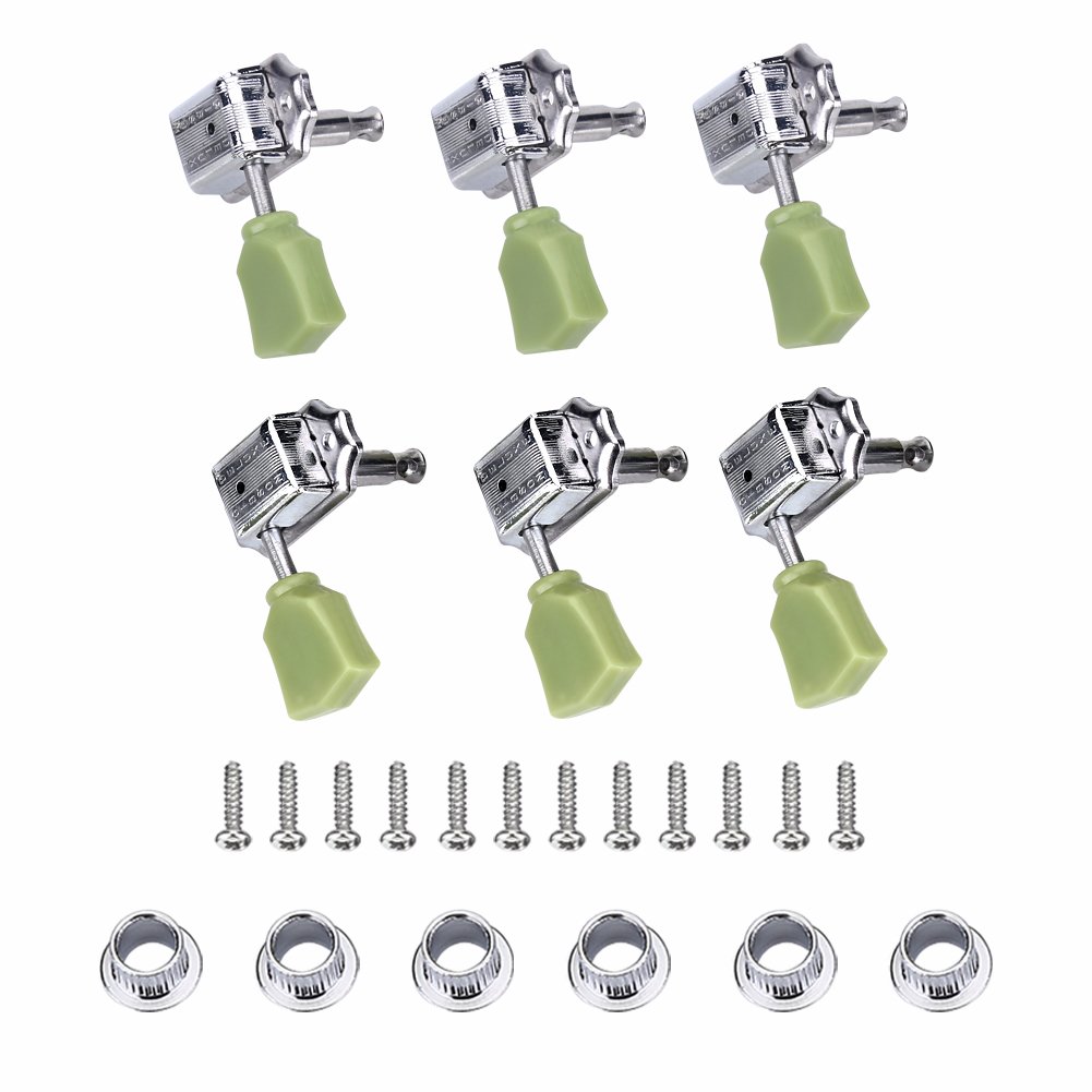 Tuning Key Pegs, 3 Pair 3R 3L Machine Heads Silver String Tuners Deluxe Tuner Treble Side for Folk/Electric Guitar Musical Instrument Accessories
