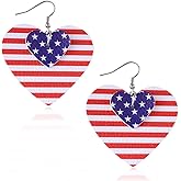 Nanafast American Flag Earrings for Women PU Leather 4th of July Dangle Earrings Patriotic USA Earrings Red White Blue Accessories