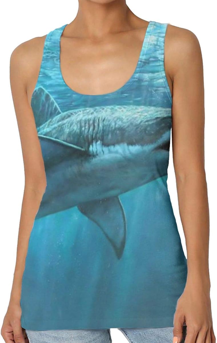 MAYAL Women's Shark Hunting Sea Lions Basic Muscle Tank Top T-Shirt