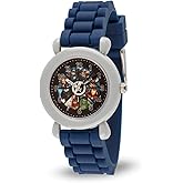 Marvel Captain America Watch for Boys Ages 3–7 – Featuring Superhero Easy-Read Dial Dial – Gift Idea for Young Avengers Fans and Collectors – Blue Case, Silver Bezel, and Blue Silicone Strap