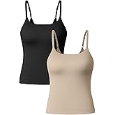 OQQ Women's Sports Bra 2 Pack Built in Bra Adjustable Strappy Workout Top Yoga Tank with Removable Pads