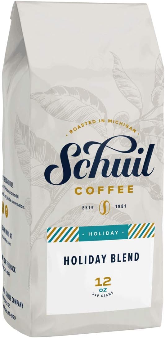 Schuil Whole Bean Coffee, Premium Roasted Gourmet Coffee beans, Smooth and Full Bodied Artisan Coffee (Holiday Blend, 12 oz)