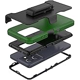 TMIDVFV Rugged Phone Case for Moto G Power 5G 2025/Moto G Play 2025, with Belt Clip Holster & Kickstand Heavy Duty Shockproof Protective Full Body Case (Green+Black)