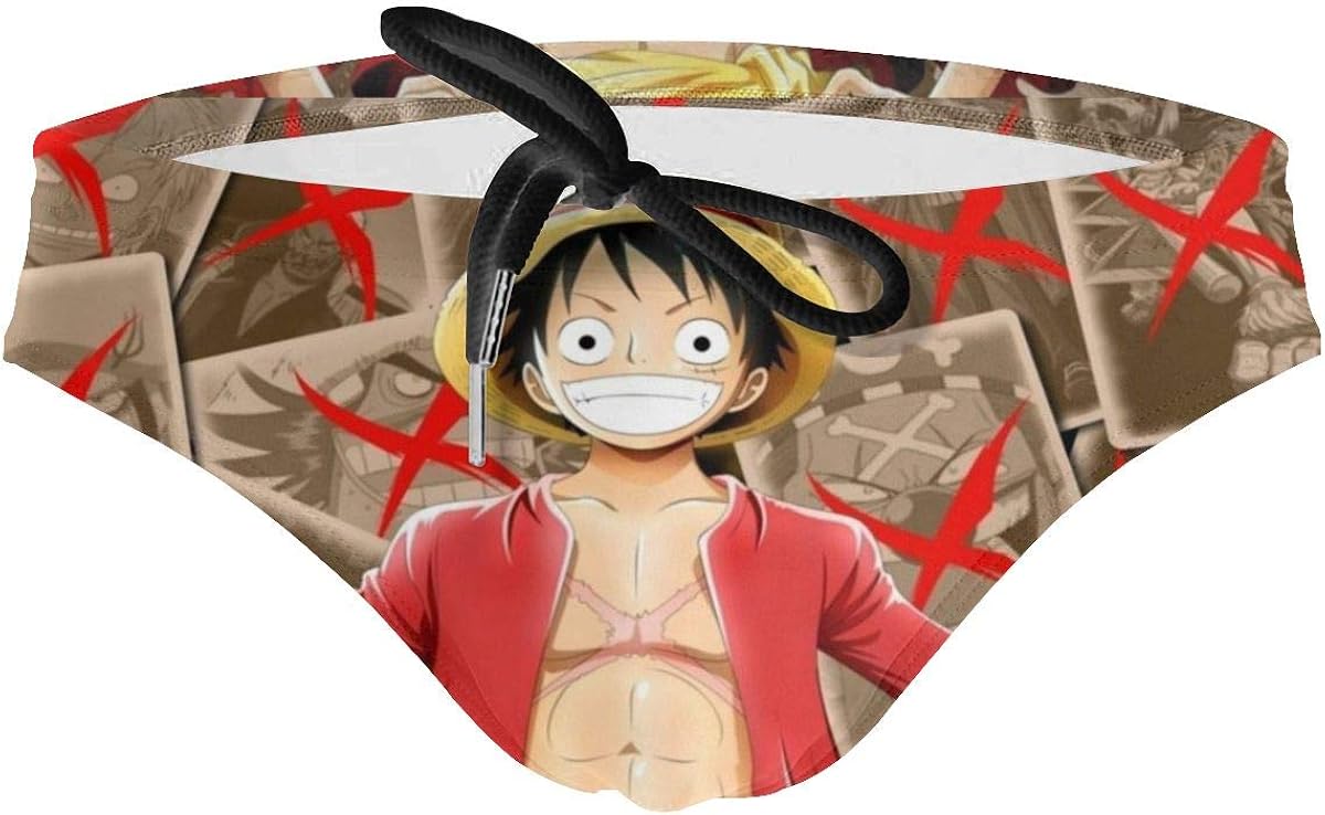 LIFUQING Anime One Piece Luffy Mens Swim Briefs New Drawstring Bikini