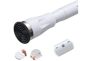 White Tension Curtian rod no drill, 42 to 115 inch Adjustable Heavy Duty black shower curtain rod for Windows bathroom Closet