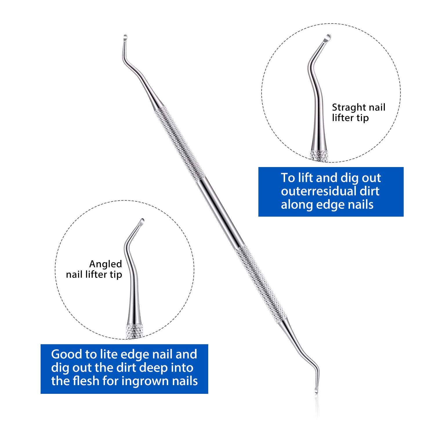 6 Pieces Ingrown Toenail File and Lifter Set Ingrown Toenail Tools Stainless Steel Double Sided Nail File Lifter Under Nail Cleaner Tools: Beauty