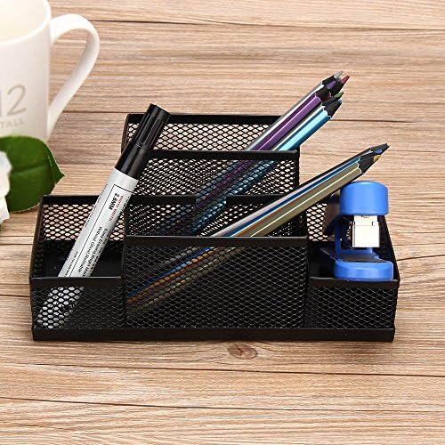 Gaddrt Metal Mesh Pen Pencils Holder Home Office Desk Stationery Storage Organizer Box (Black)