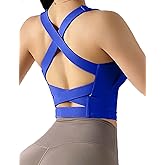 Women's Strappy Sports Bra Criss Cross Back Crop Tank Top Padded Fitness Workout Tops Longline Yoga Bras
