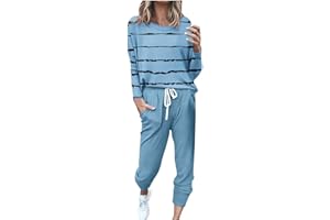 yelldesk Womens 2 Piece Outfits 2024 Casual Long Sleeve Tops and Long Pants Lounge Sets Tracksuit Jogger Set with Pockets