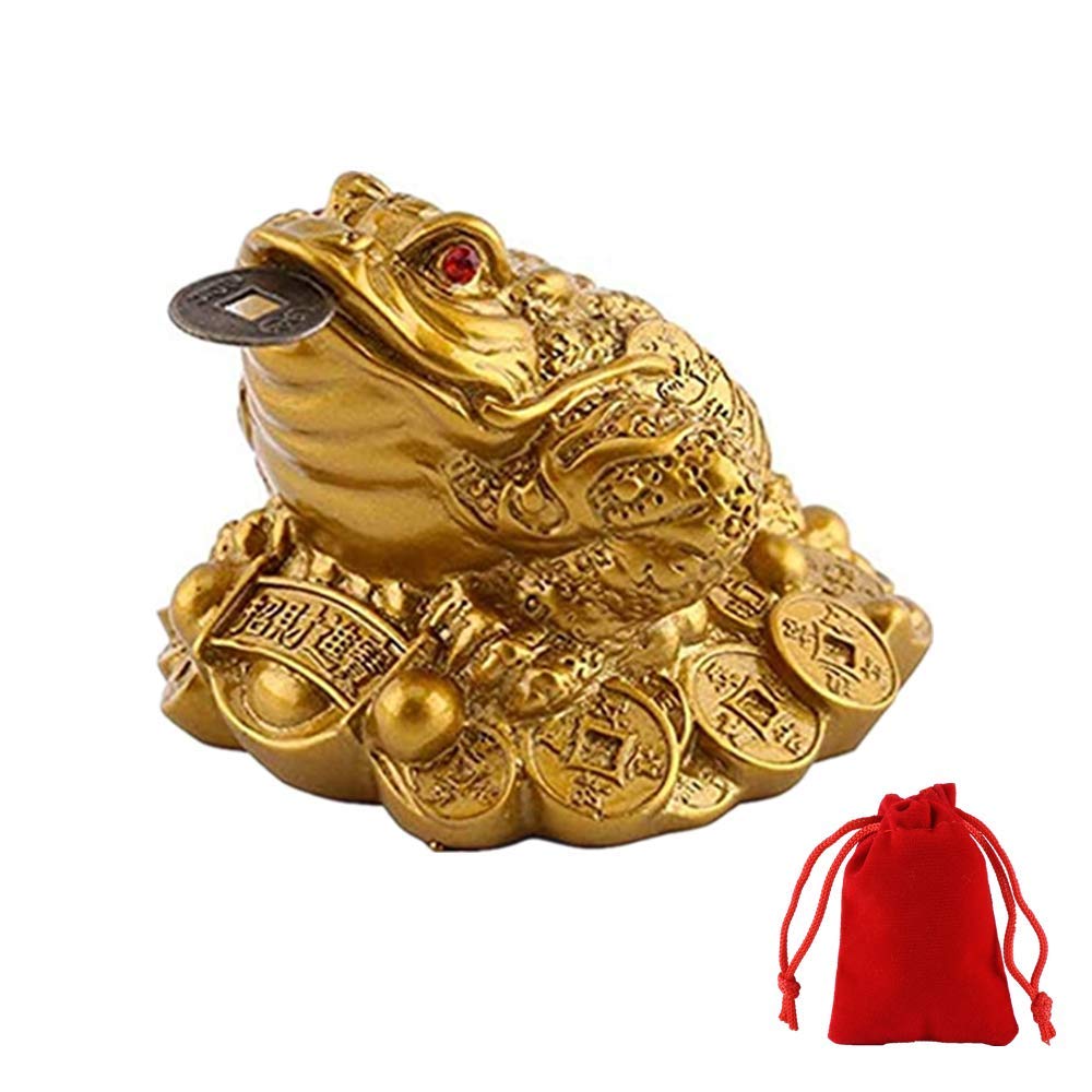 WYMAODAN WUWYOUWL Lucky Frog Coin, Feng Shui Toad Coin Money Lucky Frog Chinese Charm for Prosperity Home Decoration Gift with A Lucky Bag