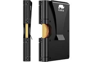 FURID Card Wallet for Men Slim Minimalist: Metal Wallets with Money Clip - Rfid Thin Front Pocket Credit Card Holder - Gift for Men Husband Father at Anniversay Brithday