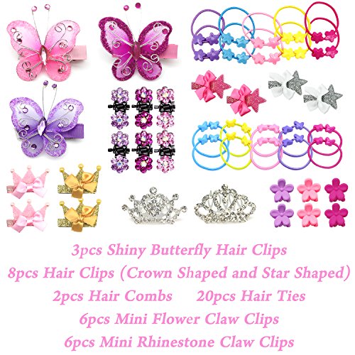 Elesa Miracle Little Girl Kids Wood Jewelry Box and 75 Pieces Girl Princess Jewelry Dress Up Accessories Toy Playset Set