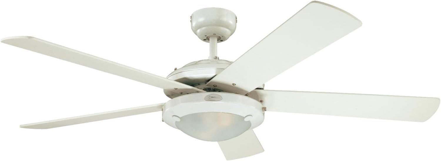 Westinghouse Lighting 7801720 Comet 52-Inch White Indoor Ceiling Fan, Light Kit with Frosted Glass