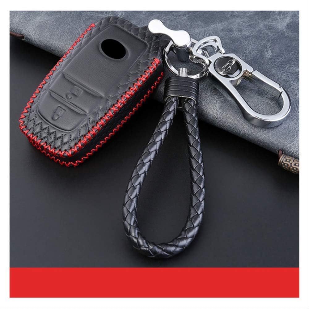 LYYUO Top Laye Leather Car Key Case For Toyota C-hr Chr 2017 2018 2019 Camry Prius Prado Car Accessories Remote Fob Protect Key Cover A with keychain 1