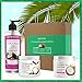 Coconut Spa Gift Set for Bath & Body, Moisturizing Hair Mask, Body Scrub & Hydrating Coconut Oil - Pure Body Naturals