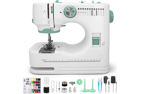 Xamanabu Sewing Machine for Beginners, 12 Built-in Stitches with Reverse Sewing, 6 Presser Feet Included, Portable Dual-Speed