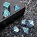 7 Pieces Metal Dices Set DND Game Polyhedral Solid Metal D&D Dice Set with Storage Bag and Zinc Alloy with Enamel for Role Playing Game Dungeons and Dragons, Math Teaching (Silver Edge Sky Blue)