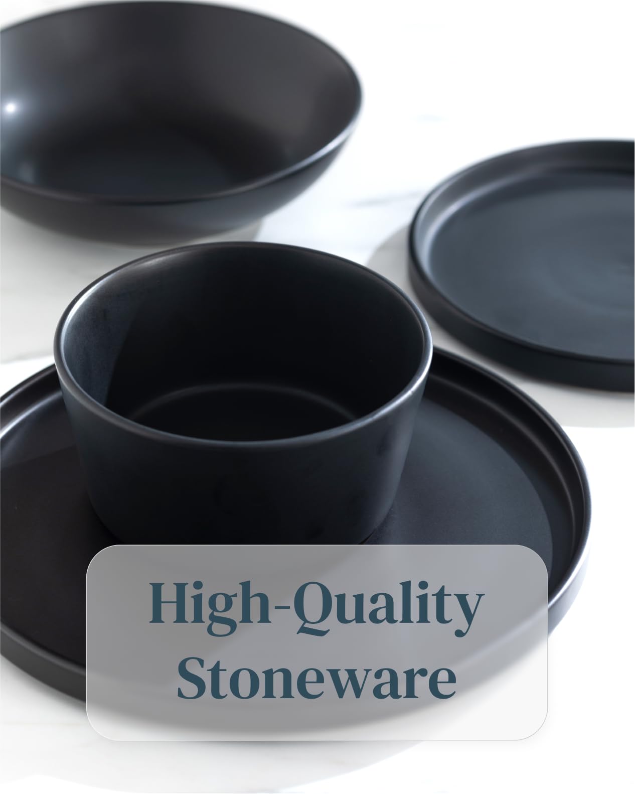 Matte Black Dinnerware Set - Ultra Chic Black Stoneware Dinnerware Sets ...